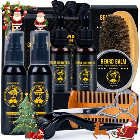 Kit completo para el cuidado y crecimiento de la barba, con rodillo, aceite y champú para hombres.