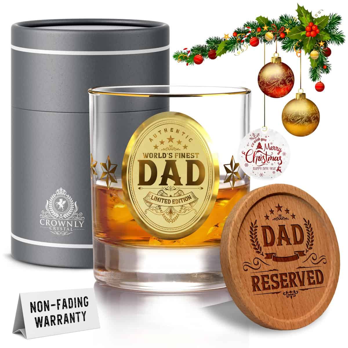 CROWNLY CRYSTAL® Regalo Padre Regalos Personalizados Papá Regalo Para Un Padre Especial Regalos Originales Para Hombre Regalo Padre Cumpleaños Vaso Whisky Regalo Padre E Hija Regalos Padre Navidad