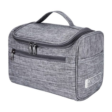 Neceser de Viaje Impermeable, Bolsa de Aseo Grande, Multicompartimentos, para Hombres y Mujeres, Gris.