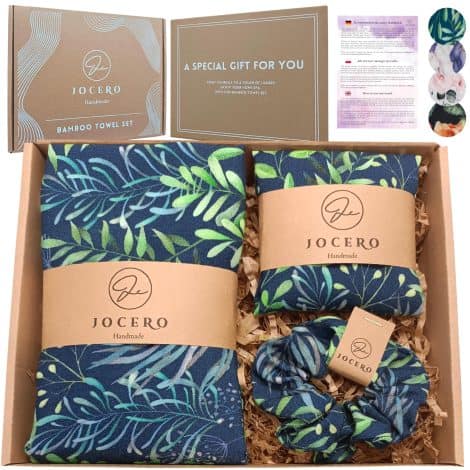 JOCERO – Set de Toallas de bambú y Toalla de Pelo – Regalo ideal para mujeres en ocasiones especiales.