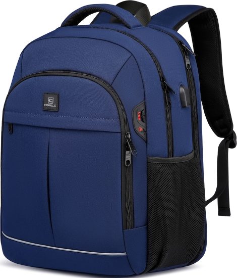 Bolso de hombro azul, mochila universitaria con puerto usb para laptop de 17 pulgadas, regalo jóvenes.