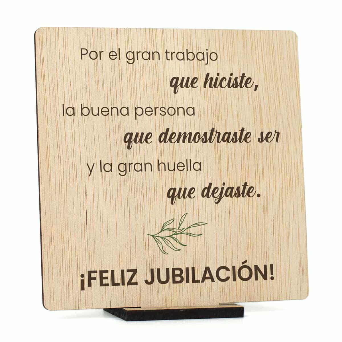 CONTRAXT Tarjeta regalo original Feliz Jubilacion en madera. Regalos originales jubilacion con dedicatoria compañeros trabajo jefes amigos profesor maestra jubilado hombre mujer (Jubilacion)