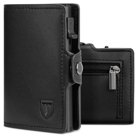 Cartera TEEHON para hombres y mujeres con monedero y protección RFID. Ideal para regalo. Color negro. (A-Negro)