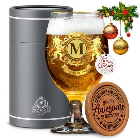 Copas de cerveza CROWNLY CRYSTAL® Originales para hombre, ideal como regalo de cumpleaños o Navidad.