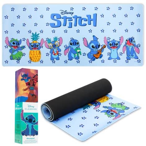 Alfombrilla de ratón Disney Stitch XXL de 80 x 36 cm – Protector de escritorio Baby Yoda – Regalo para mujer, cumpleaños (azul).