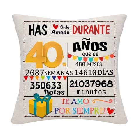 Regalo 40 años Funda de cojín para Hombre o Mujer Decoraciones para Cumpleaños 40 (40)