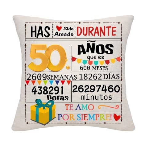 Funda de cojín especial para 50 cumpleaños, regalo y decoración para mujeres y hombres de 50 años. (50)