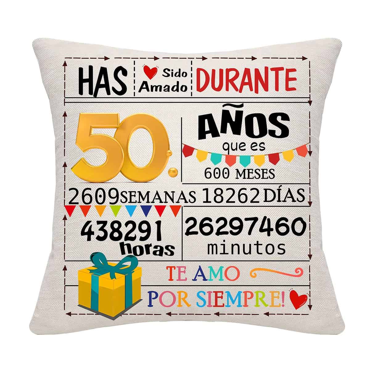 Regalo de 50 cumpleaños Funda de cojín para 50 años Mujeres Hombres Regalo para 50 cumpleaños Decoraciones para 50 años (50)