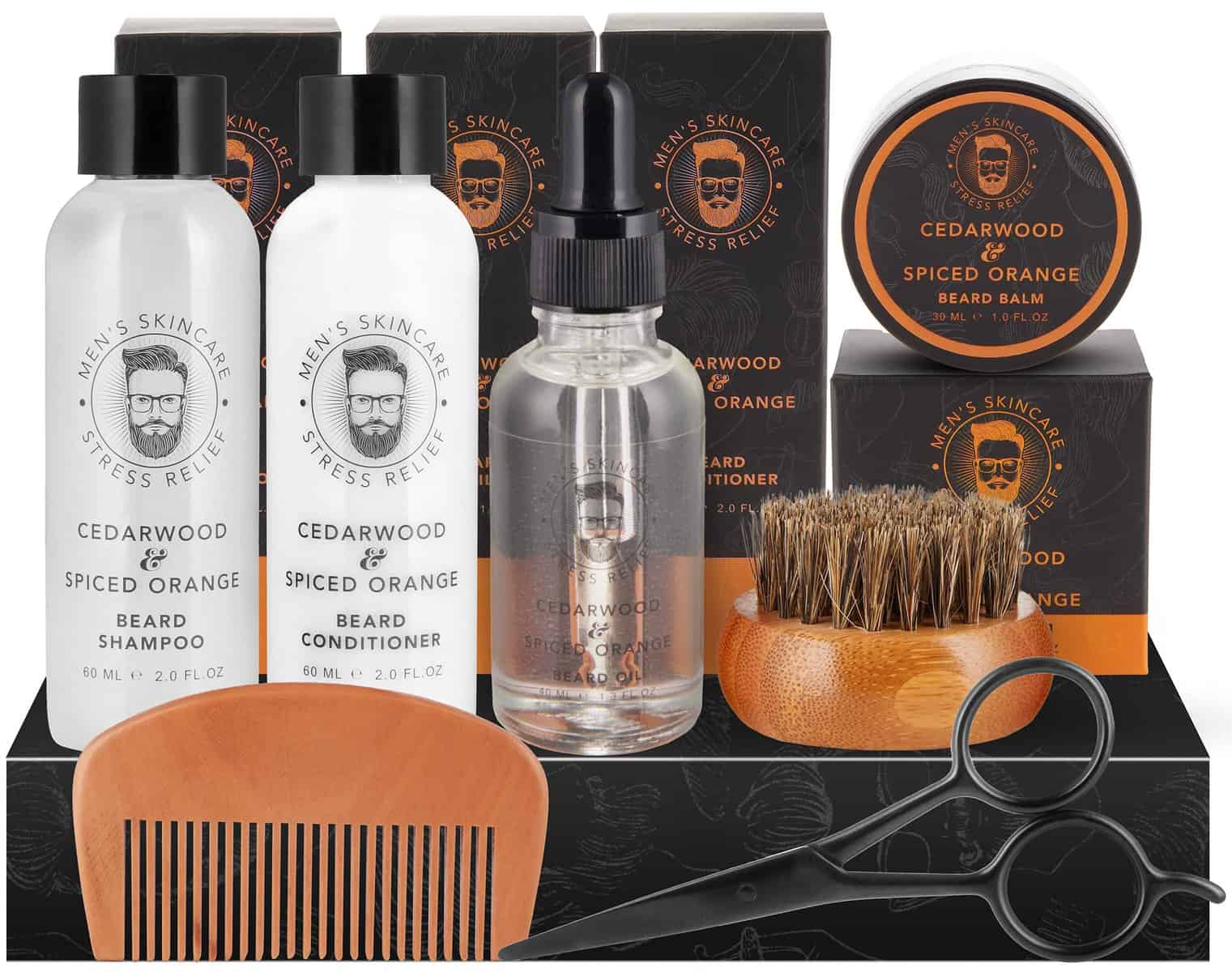 BRUBAKER Kit de Barba de 7 Piezas con Champú para Barba, Acondicionador para Barba, Aceite, Bálsamo, Cepillo para Barba, Peine, Tijeras para Barba - Regalos Hombres - Kit de Mantenimiento para Barba